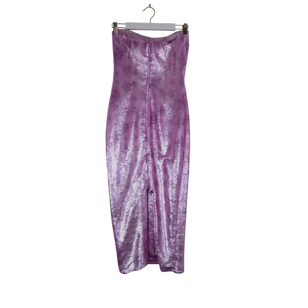 LoveShackFancy Stasia Pink Floral Sequin Strapless Midi Dress Size 4 - Picture 6 of 9